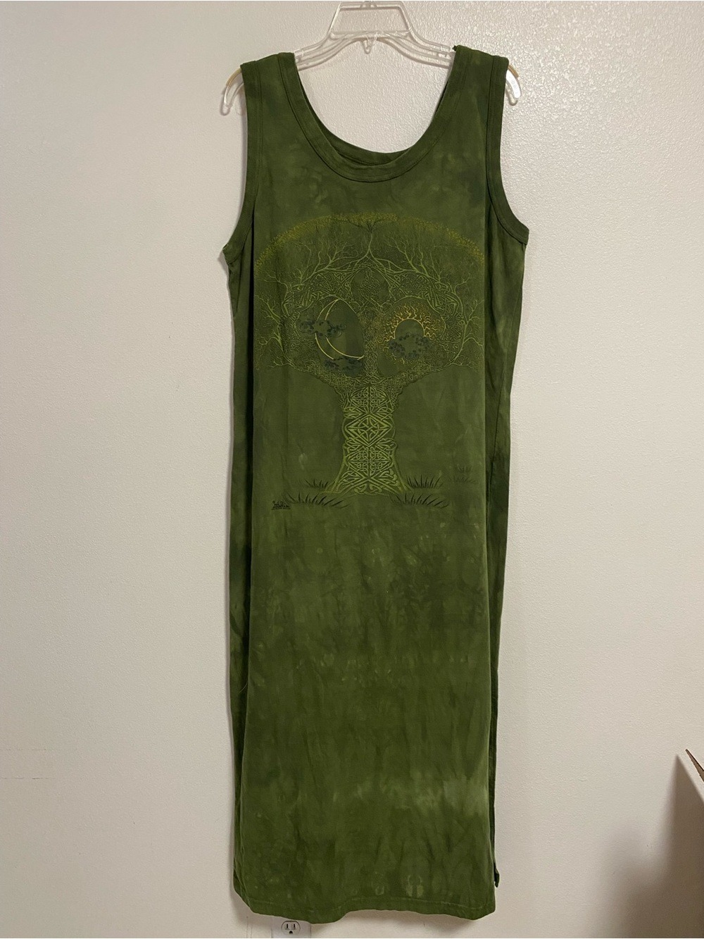 The Mountain Dress Women’s Size XL Green Celtic Tree of Life Maxi Dress- FLAW